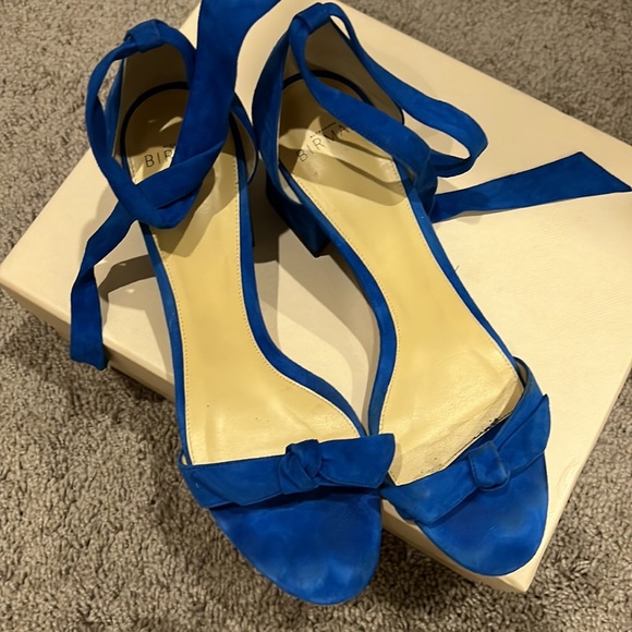 Alexandre Birman Clarita Sapphire blue suede bow tie sandals block heels shoes - Picture 5 of 5